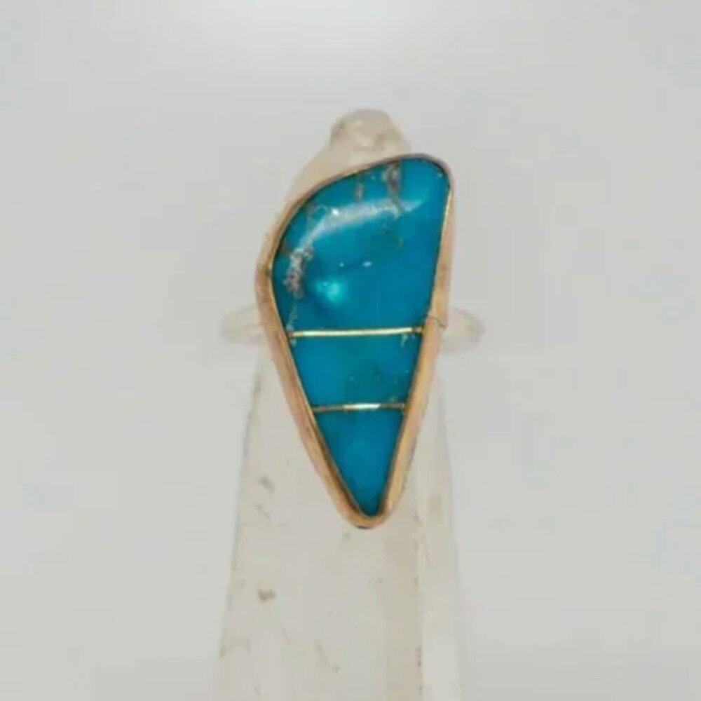 Coya Jewelry Turquoise Sleek & Sexy Inlay No. 6 Ring (size 7)